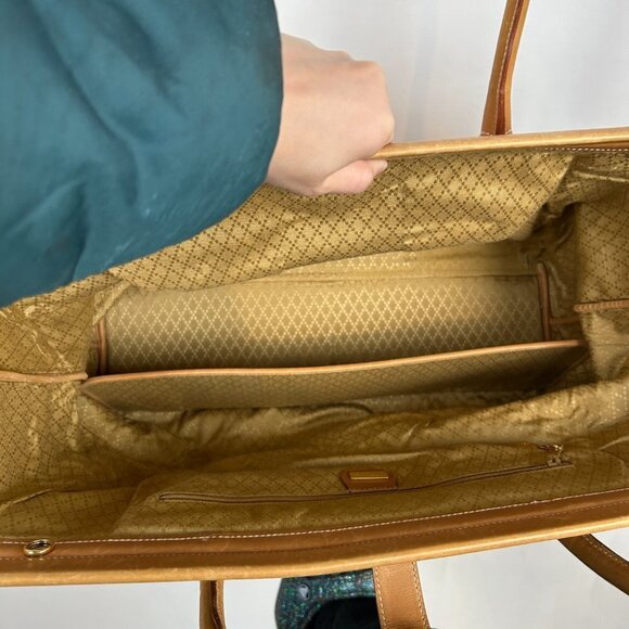 Gucci Authentic Vintage Light Tan Brown Leather Travel Weekender Duffle Hand Bag - Picture 10 of 17